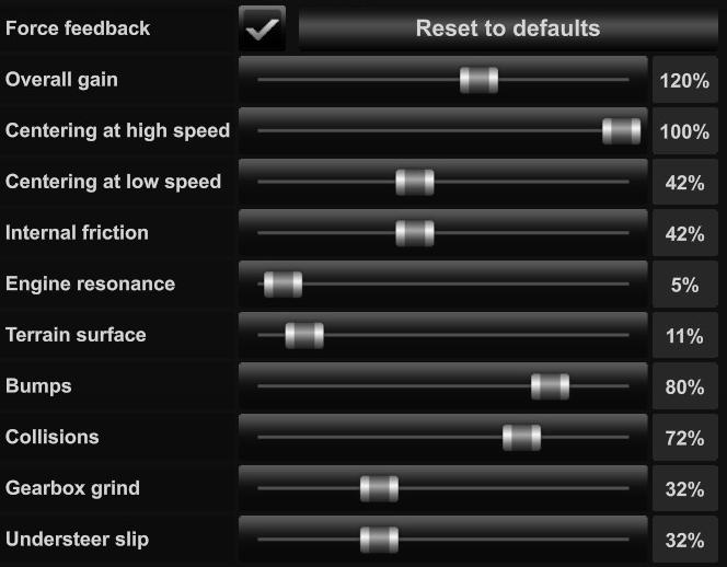 Logitech G29/G920 Force Feedback Settings