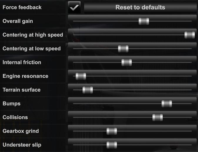 Force Feedback Settings