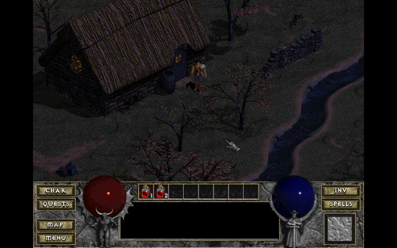 Playing GOG's Diablo 1 with Screen Fit Scaling enabled on a 1920x1200 monitor