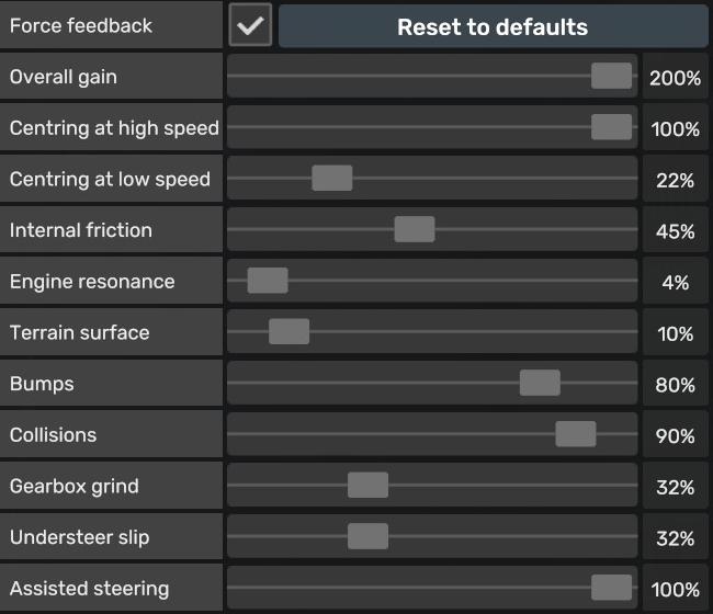 Thrustmaster T248 Force Feedback Settings