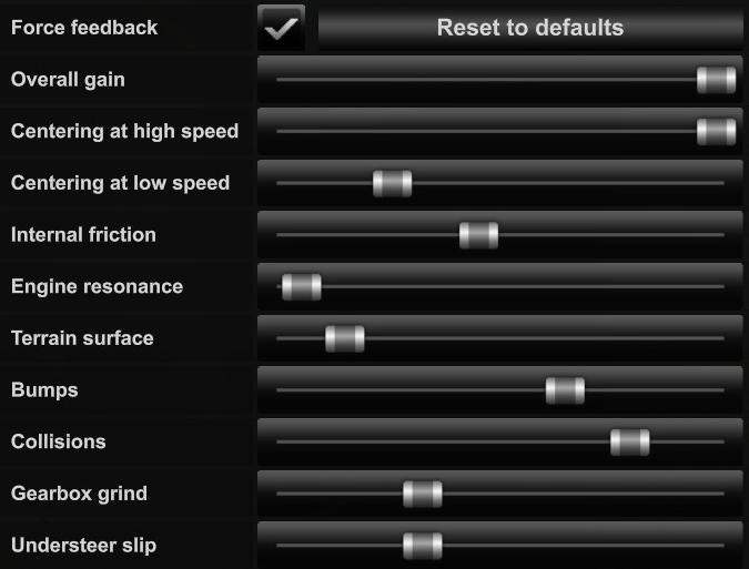 Force Feedback Settings