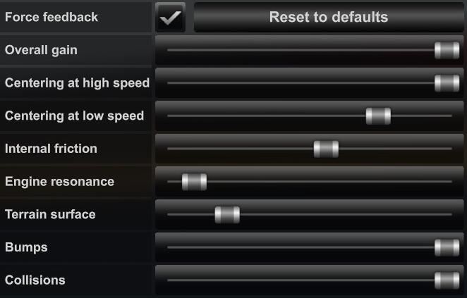 Force Feedback Settings
